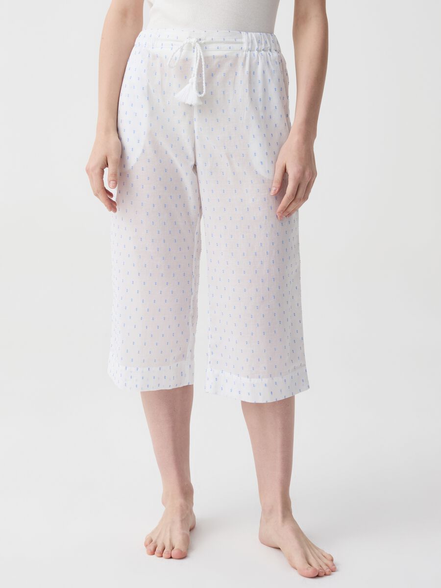Pantalone pigiama pinocchietto in cotone dobby_2