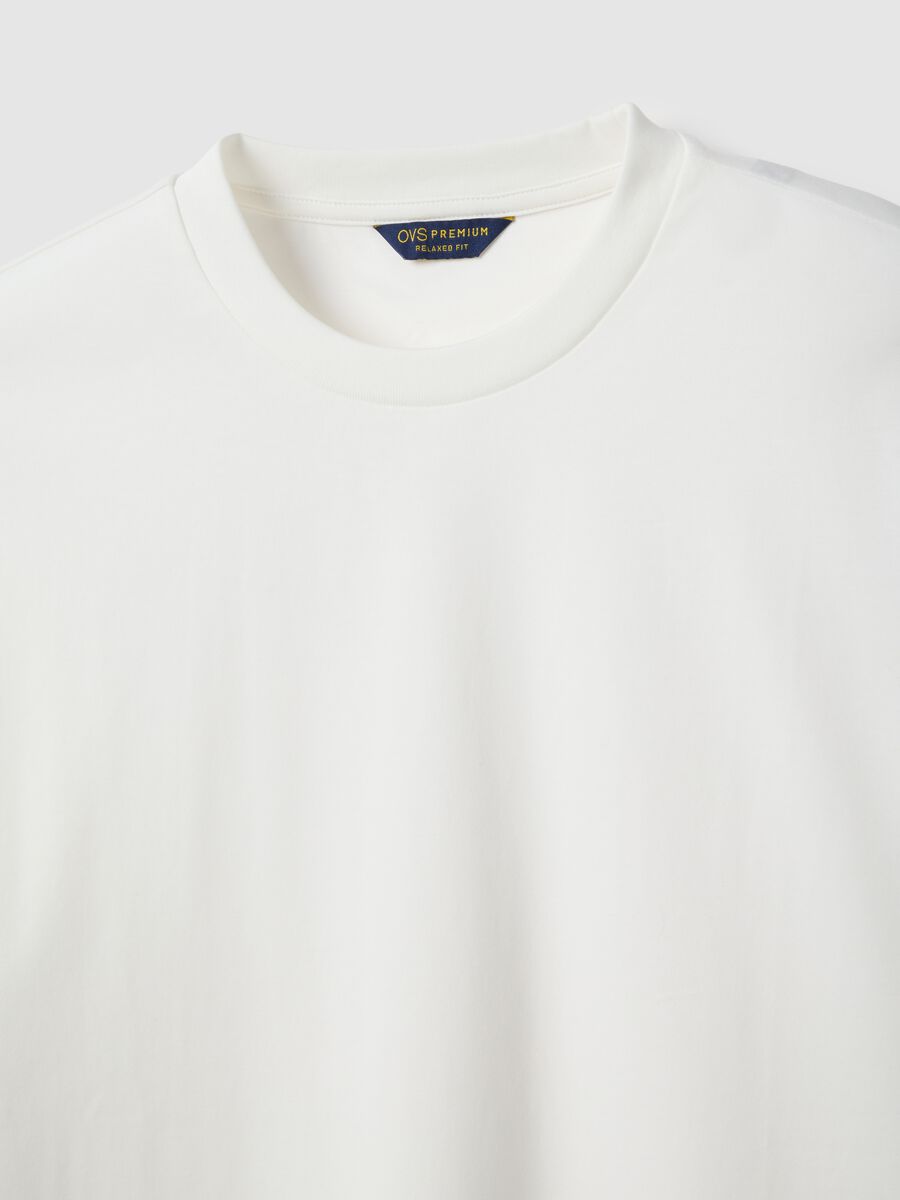 White crew neck pure cotton T-shirt regular fit_1
