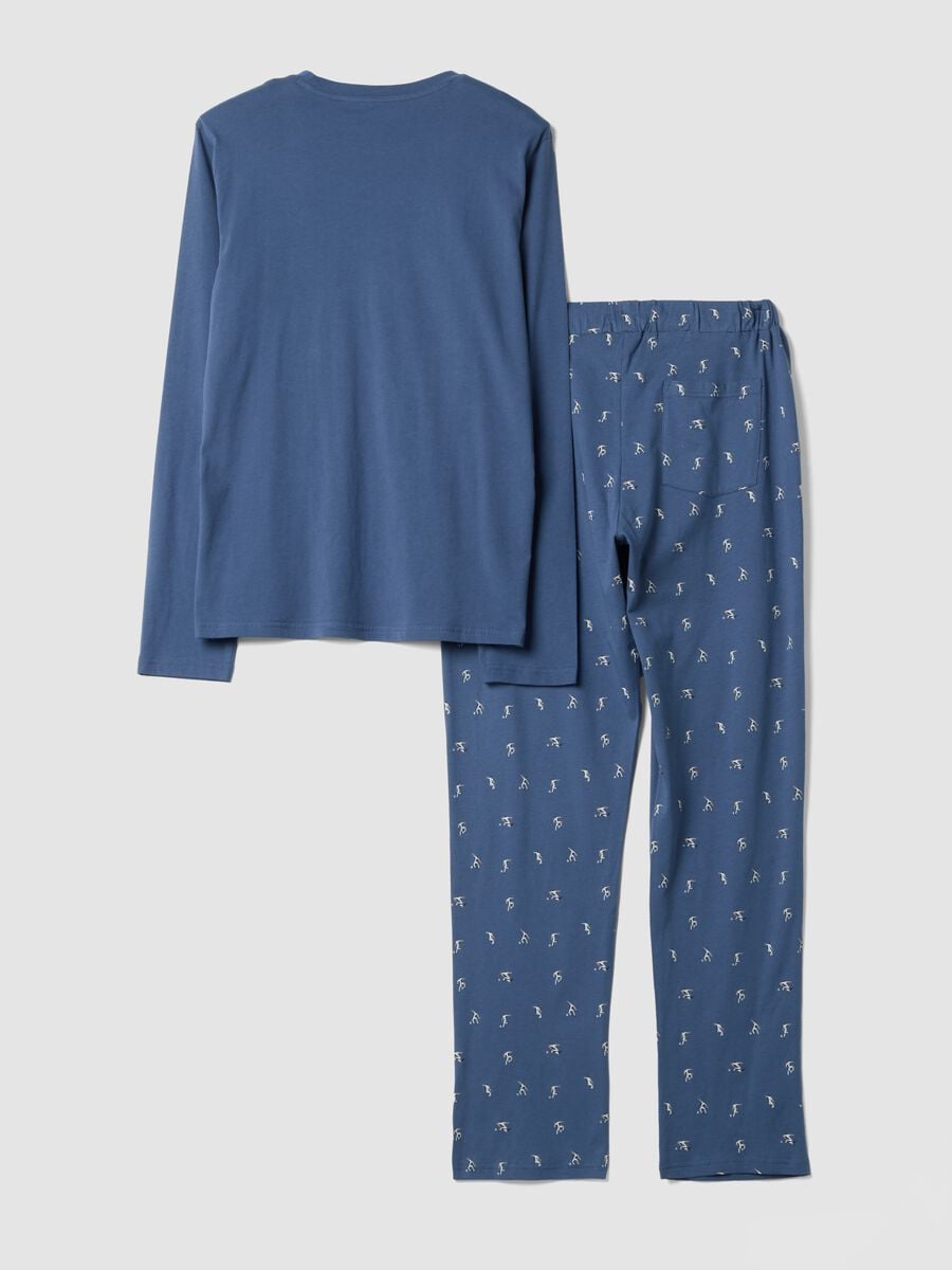 Blue pure organic cotton crew-neck pyjamas_2
