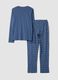 Blue pure organic cotton crew-neck pyjamas_2