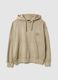 Oversize-Fit Kapuzenpullover aus beigem Baumwollmischgewebe_4
