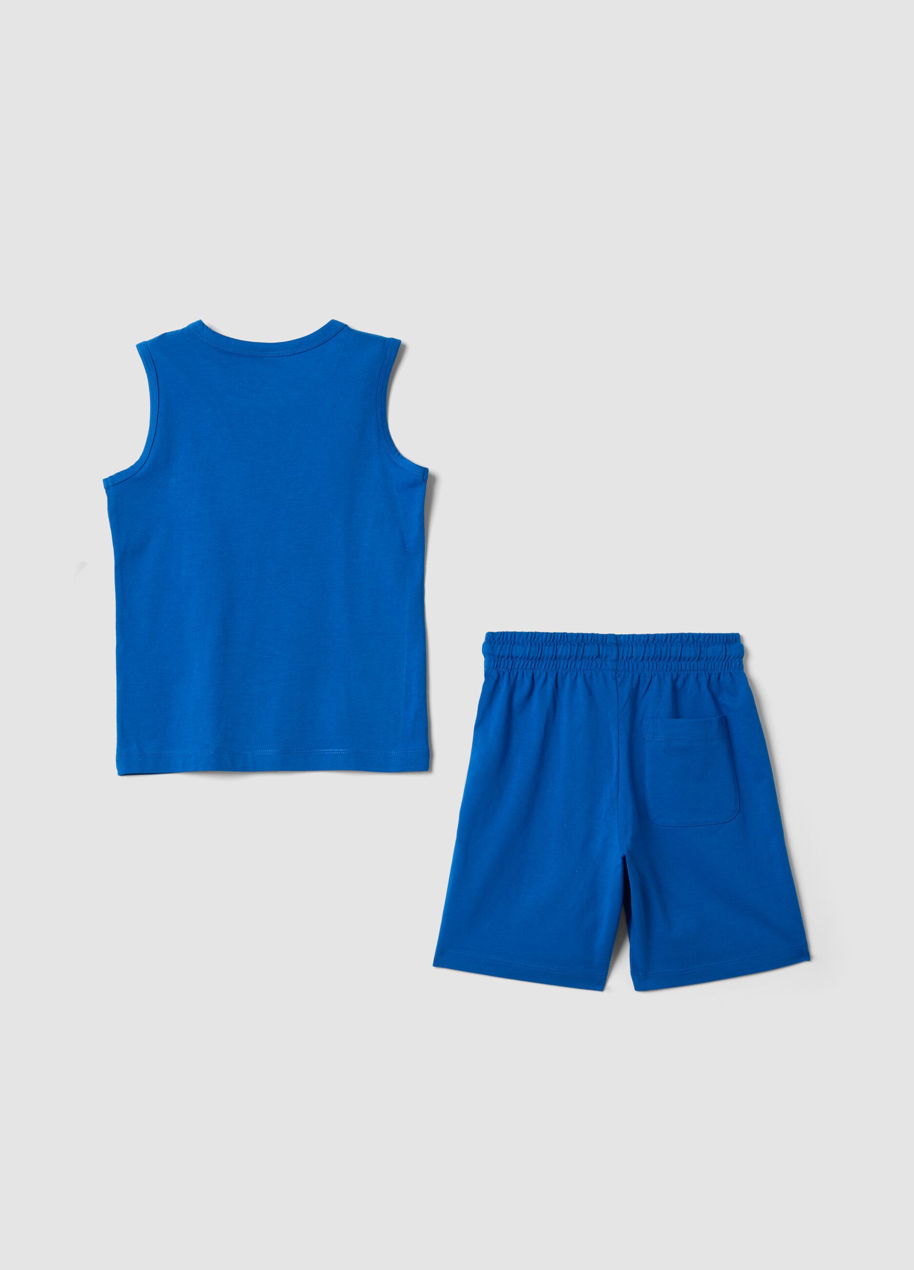 Blue pure cotton set with top and shorts