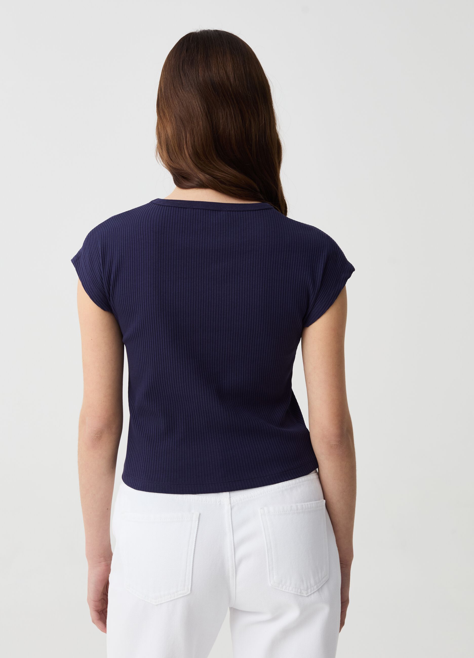 Essential ribbed T-shirt with kimono sleeves