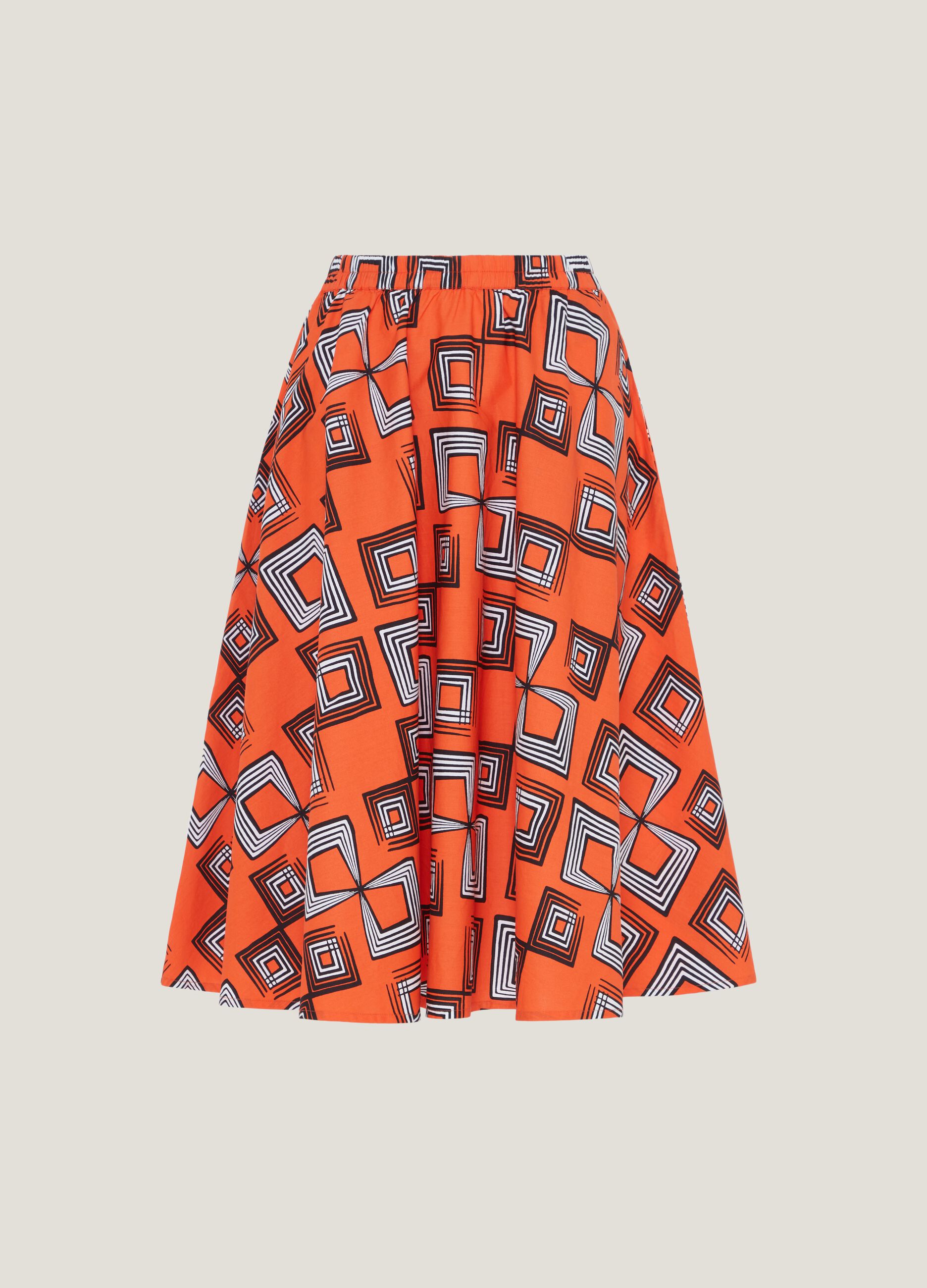 Poplin skirt with heritage print