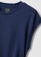 Blue pure cotton tank top with side ruching, regular fit_5