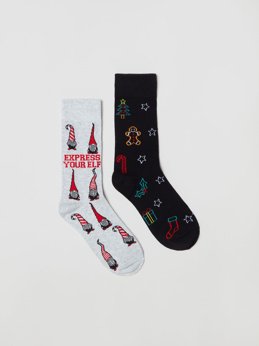 Pack dos calcetines cortos con estampados navideños_0