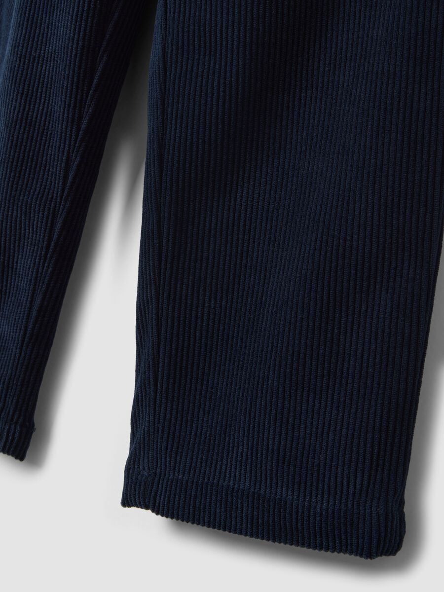 Jogger blu a coste regular fit con vita elasticizzata_3