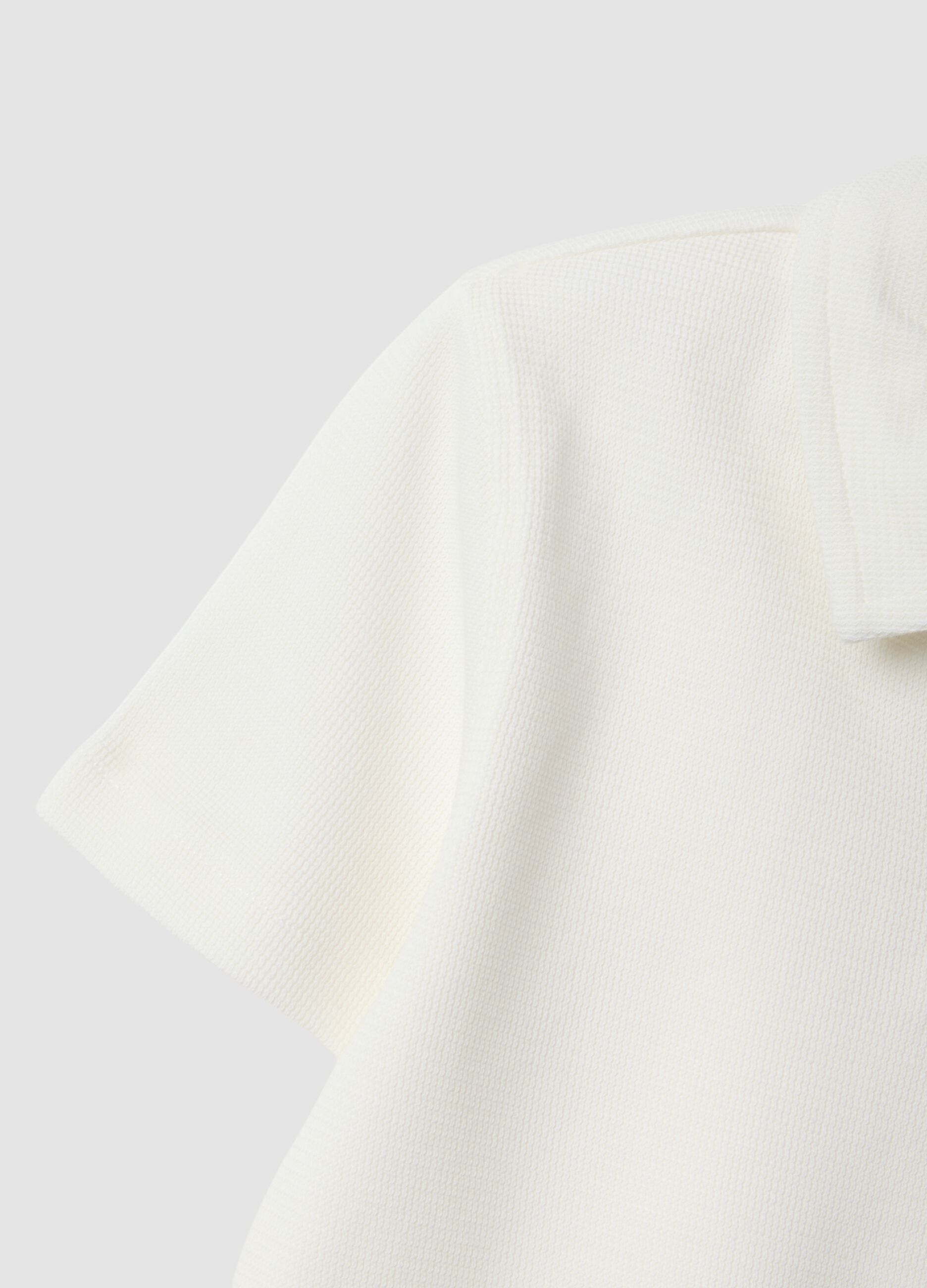 White stretch cotton polo shirt for boys