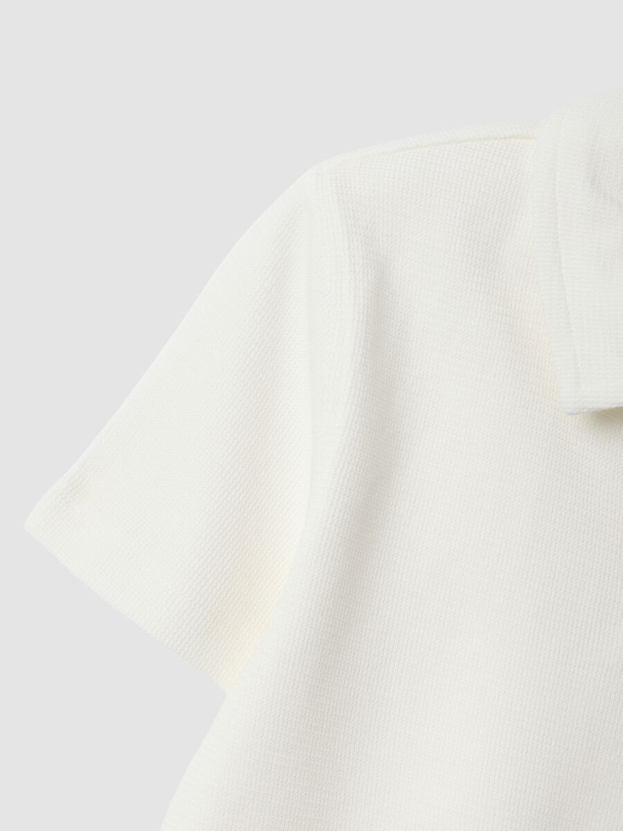 White stretch cotton polo shirt for boys_3