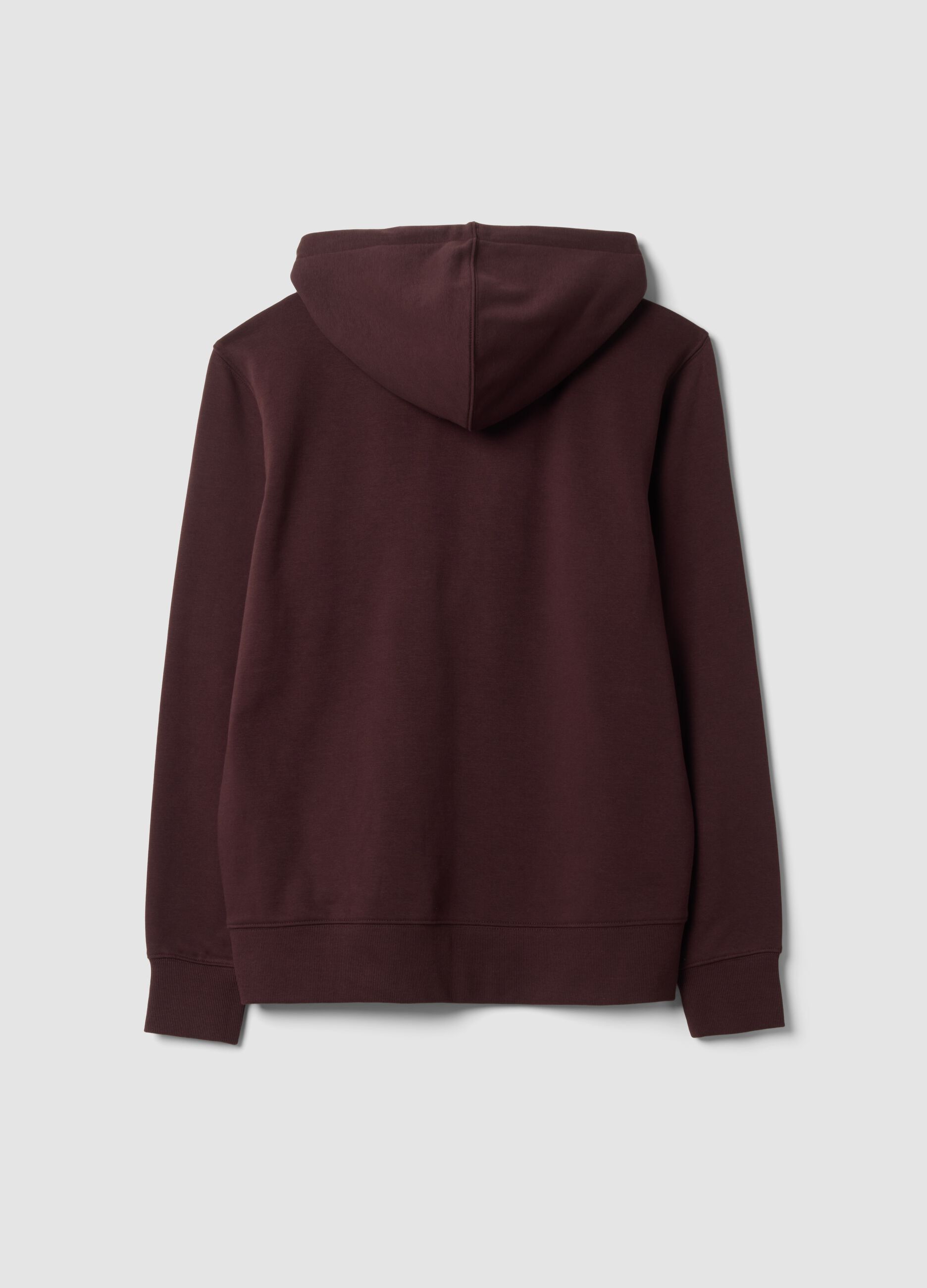 Brown cotton-blend hoodie sweatshirt with crew neck