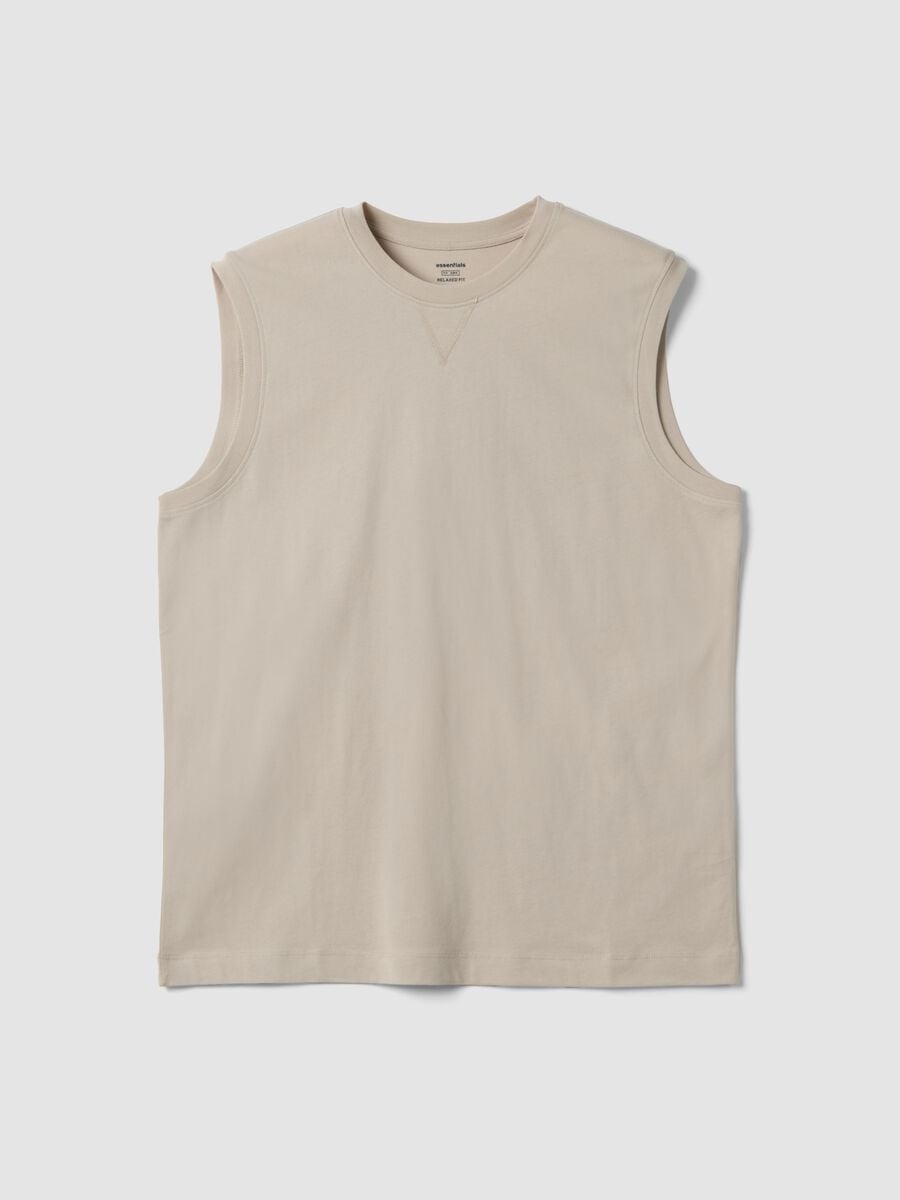 Canotta girocollo grigia in puro cotone relaxed fit_0