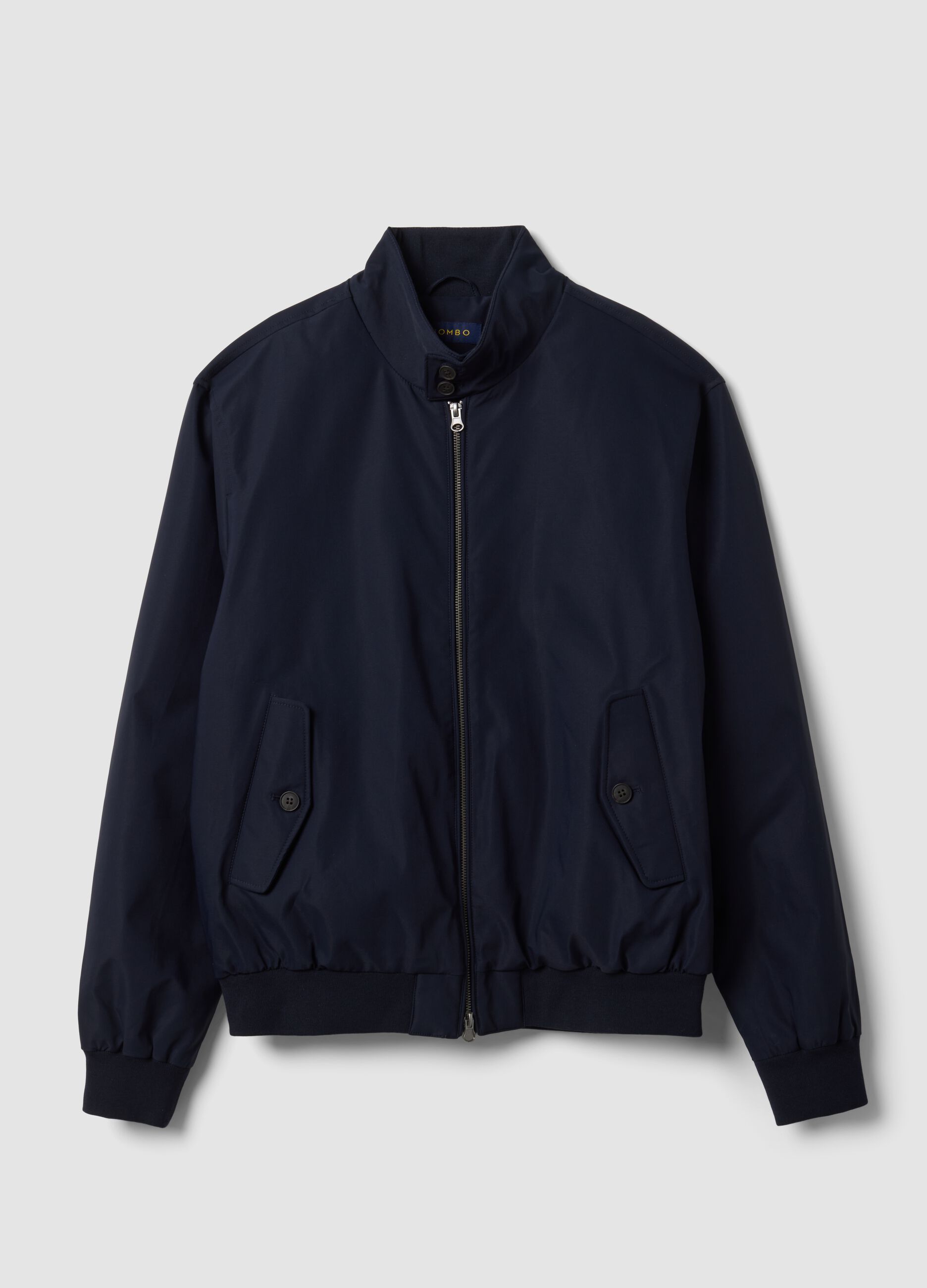 Navy blue regular-fit jacket with zip and high collar