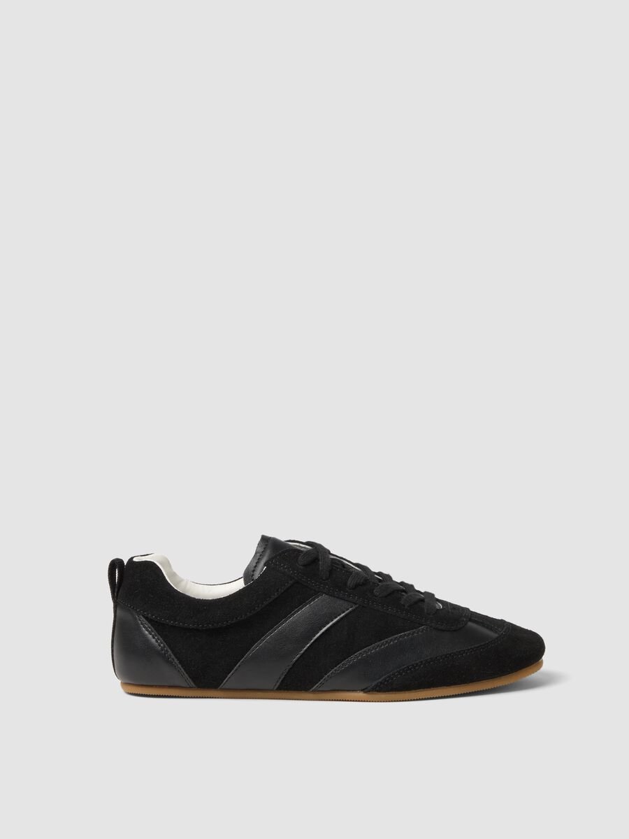 Black genuine leather sneakers_0