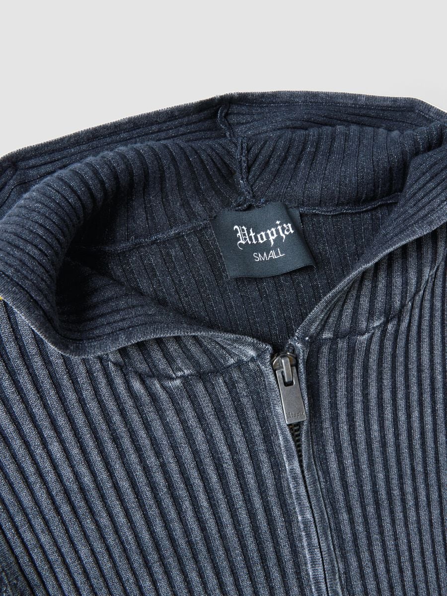 Ribbed Knit Hoodie in Vintage Grey_6