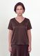 Brown satin V-neck stretch blouse, regular fit_2