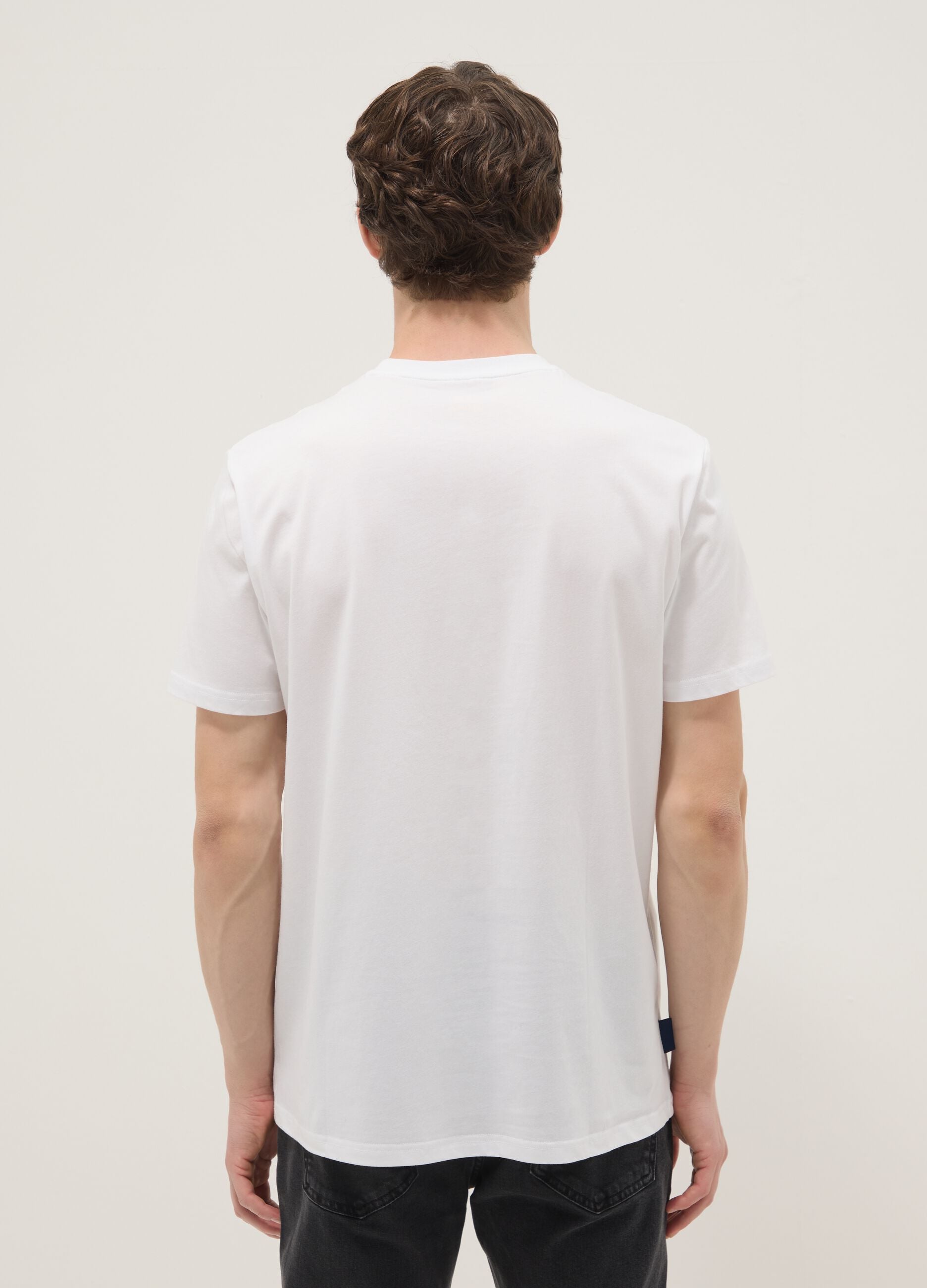 Weisses T-Shirt aus reiner Baumwolle mit Frontprint, Regular Fit