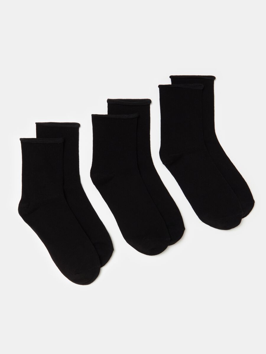 Pack tres calcetines cortos con borde enrollado_0