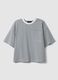 Multi-colour striped cotton blend regular fit t-shirt with pocket_4
