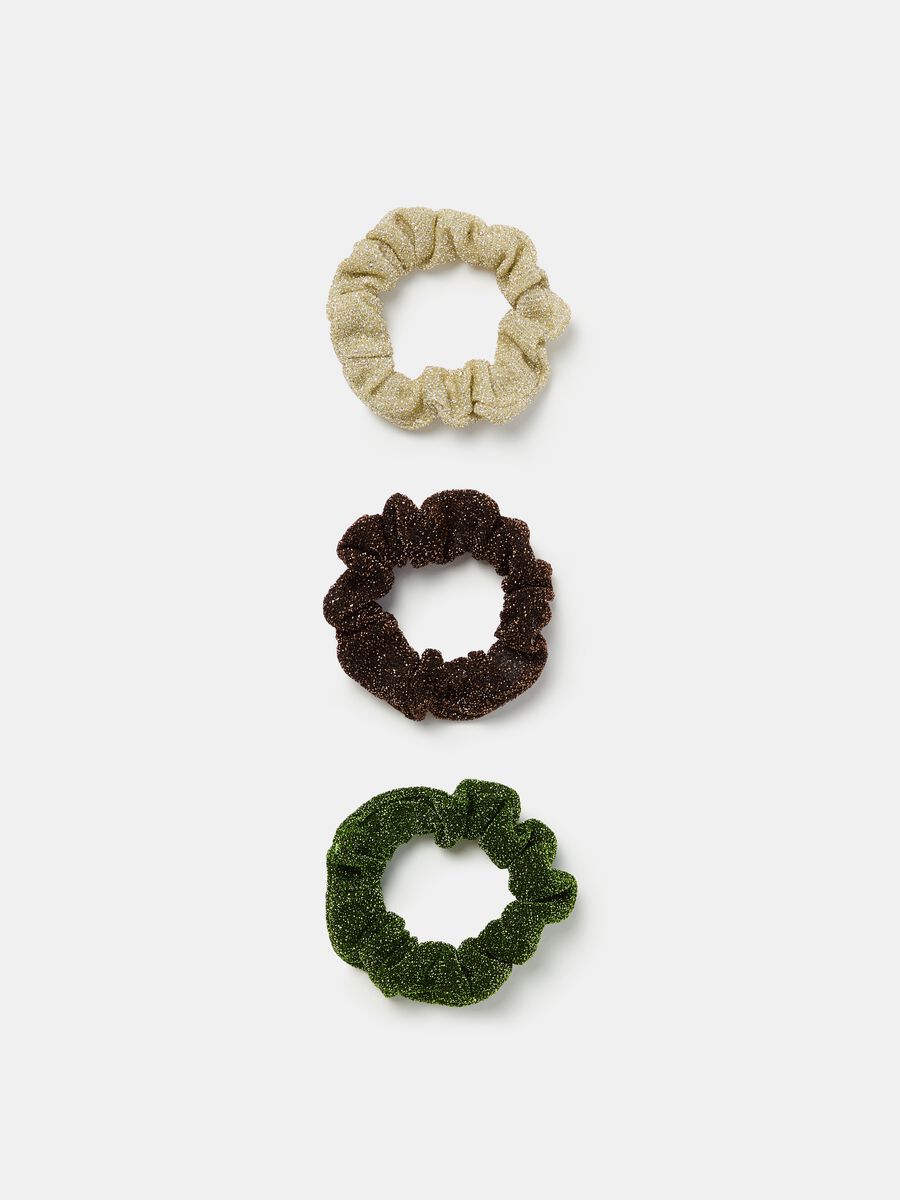 Three-pack hair scrunchies with lurex_0