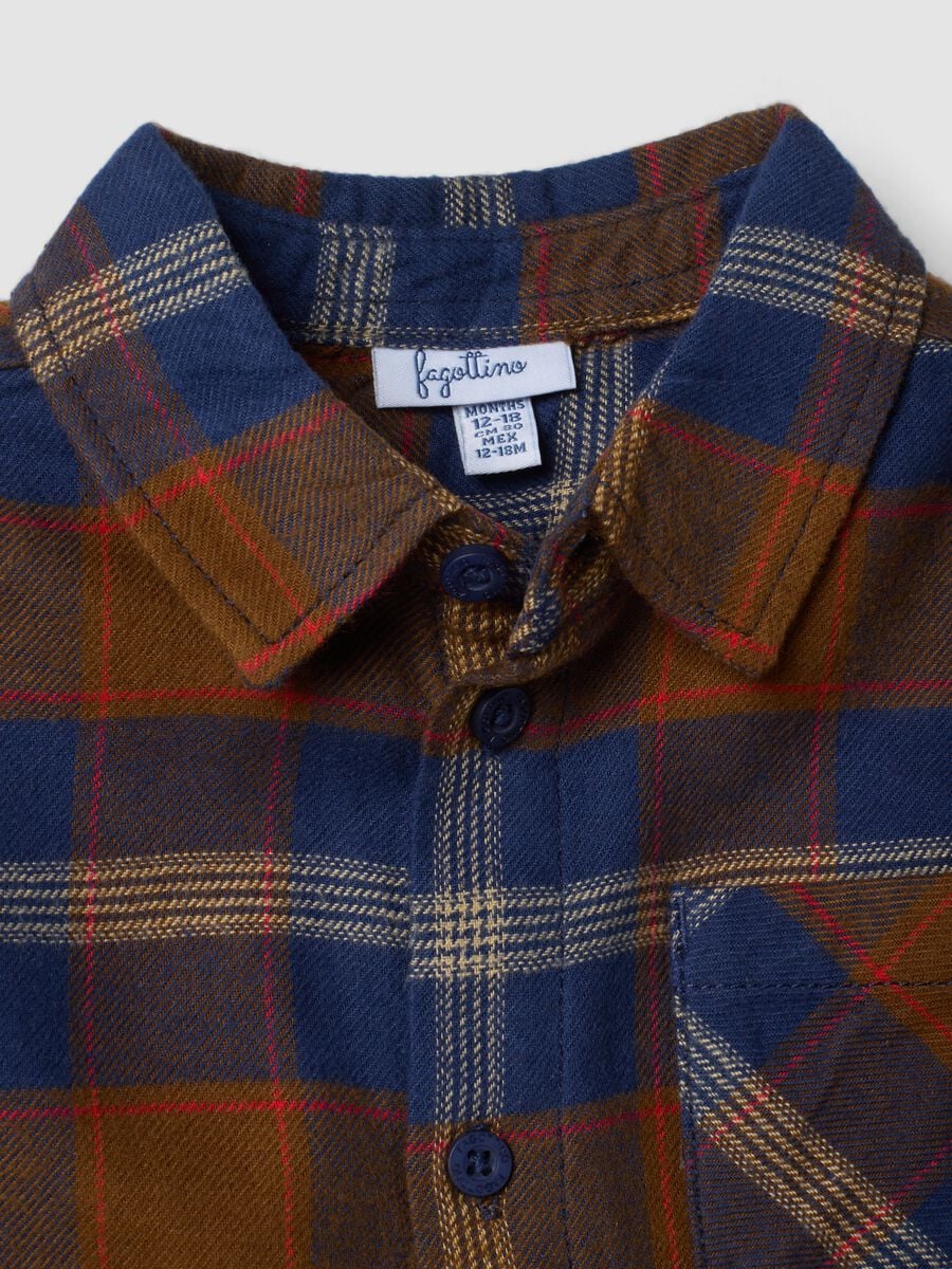 Camicia blu a quadri in puro cotone_2