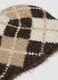 Beige stretch wool hat with diamond pattern_1