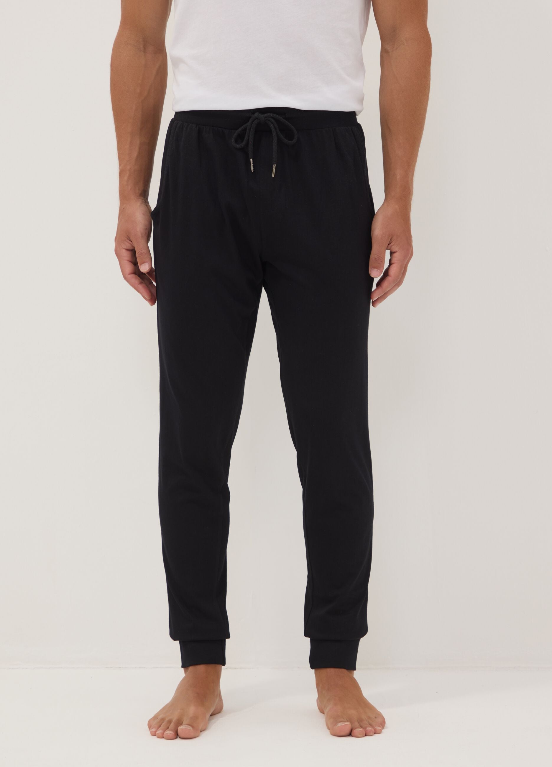 Blaue Pyjamahose aus Bio-Baumwolle mit elastischem Bund