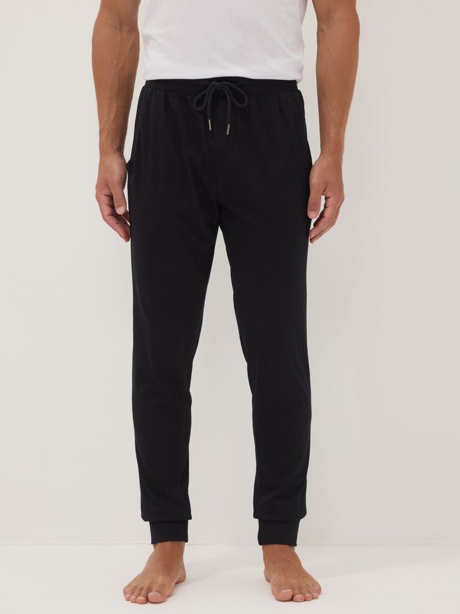 Blaue Pyjamahose aus Bio-Baumwolle mit elastischem Bund_1