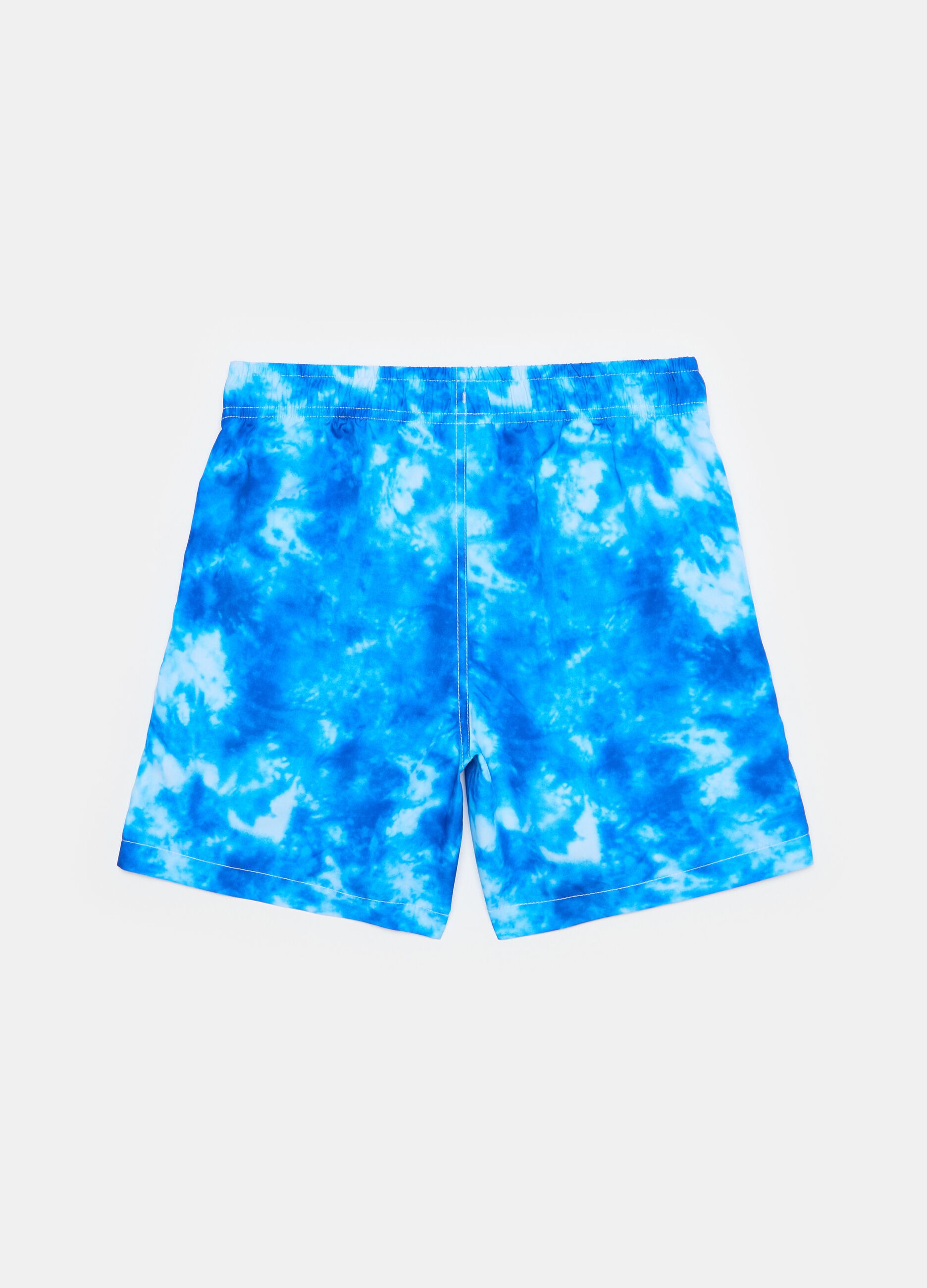 Swimming trunks with tie-dye pattern