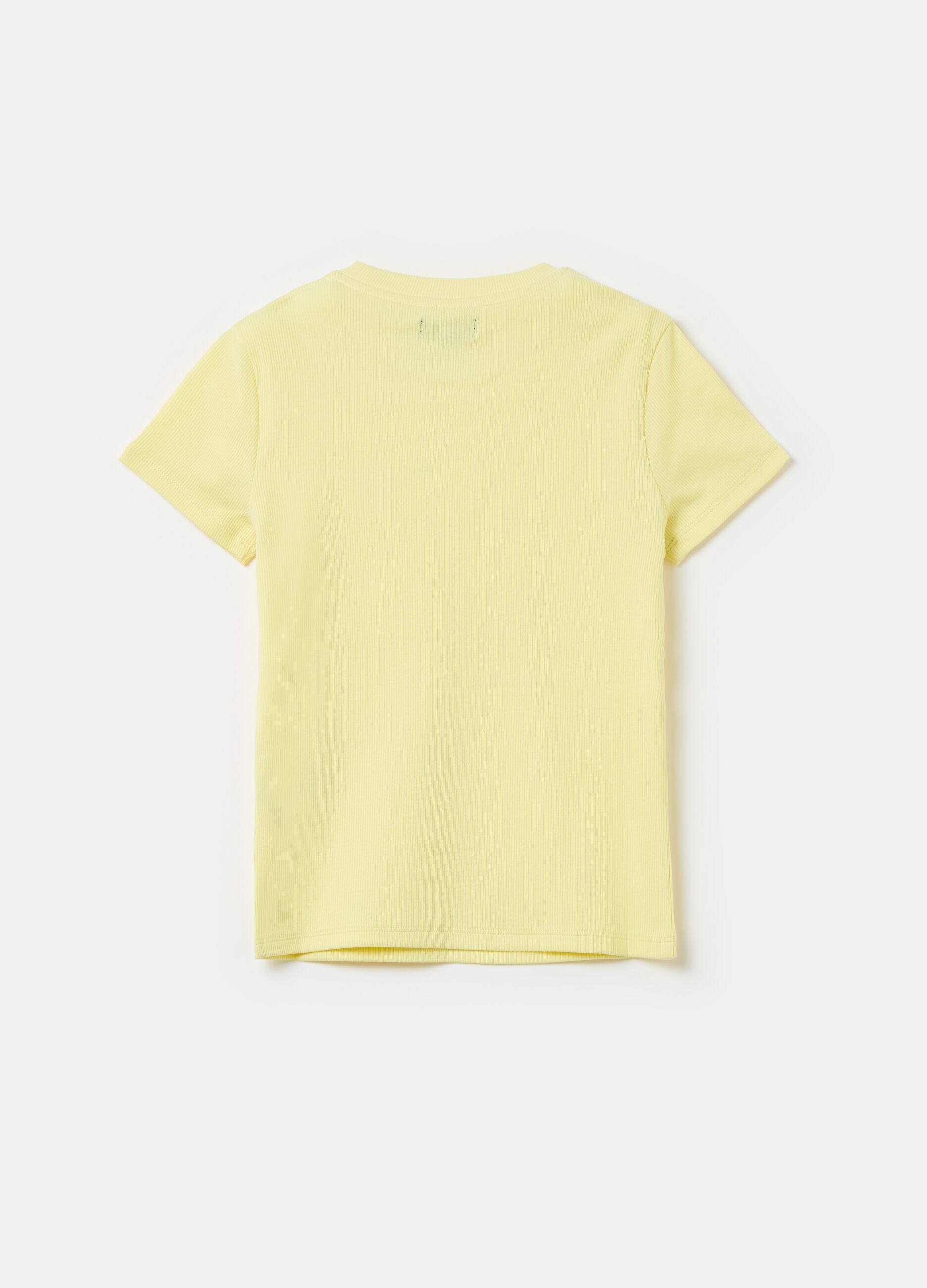 Solid colour ribbed T-shirt