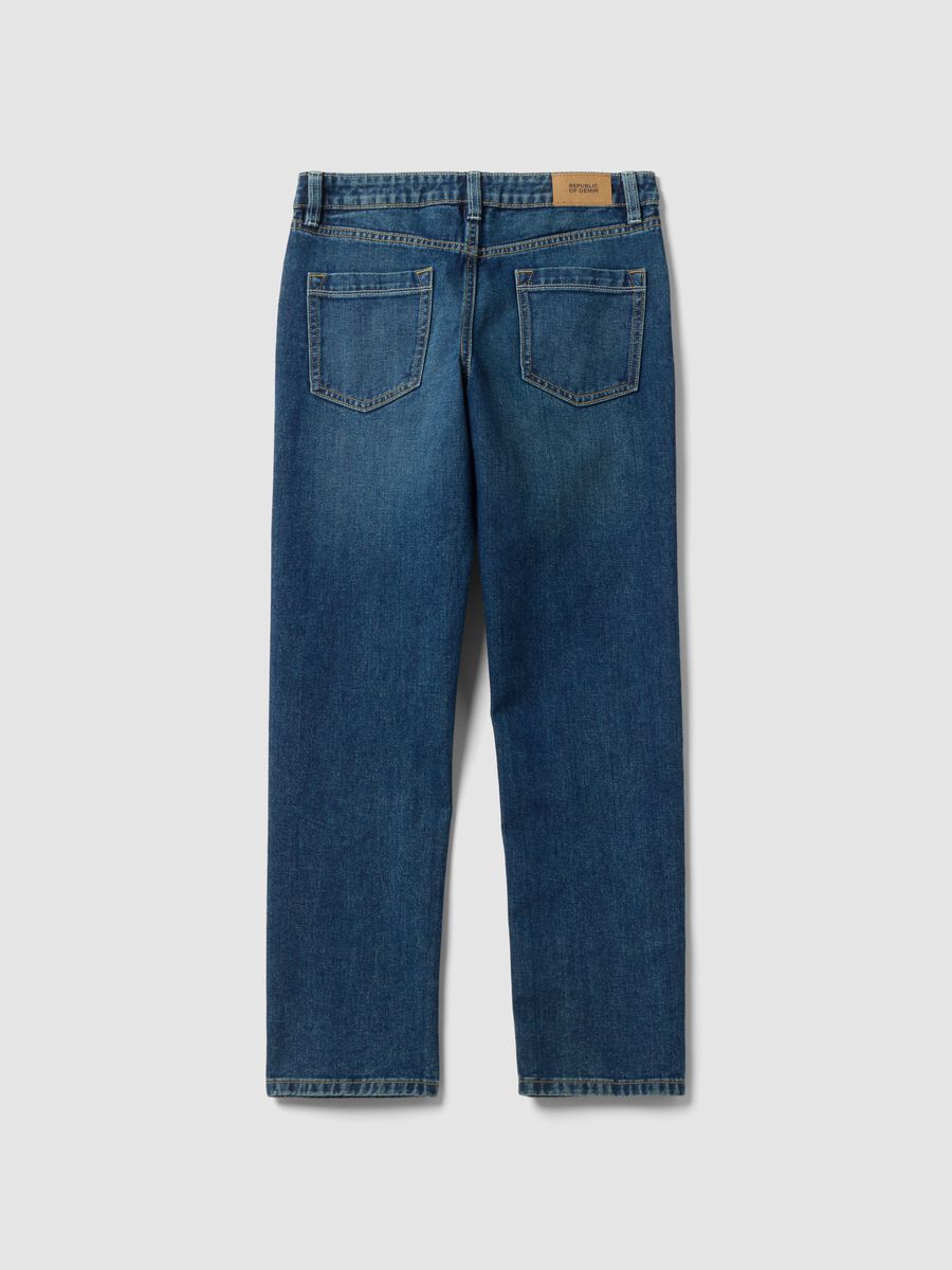 Blue pure cotton regular-fit jeans for boys_5