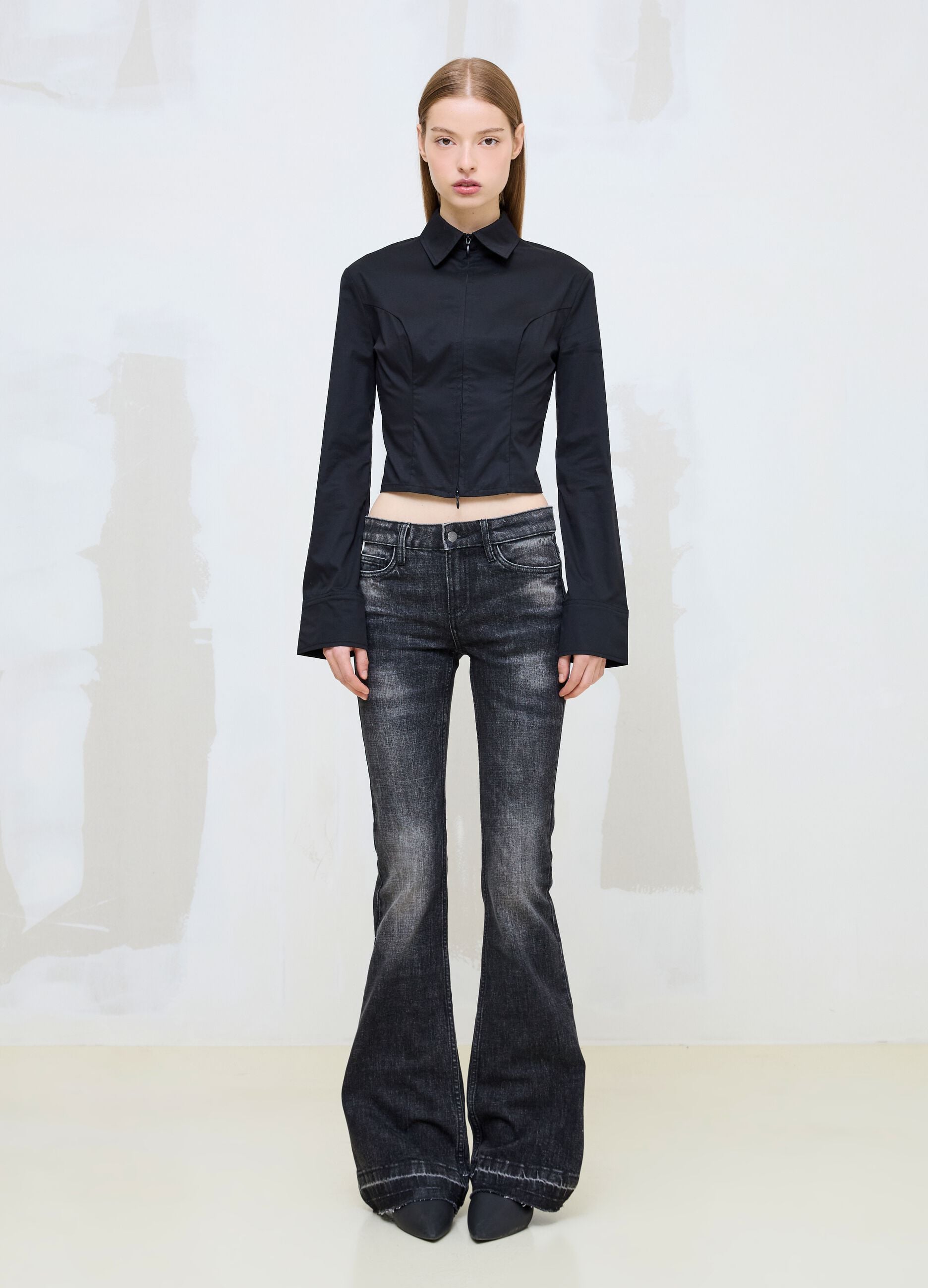 Slim Flare Black Washed Denim