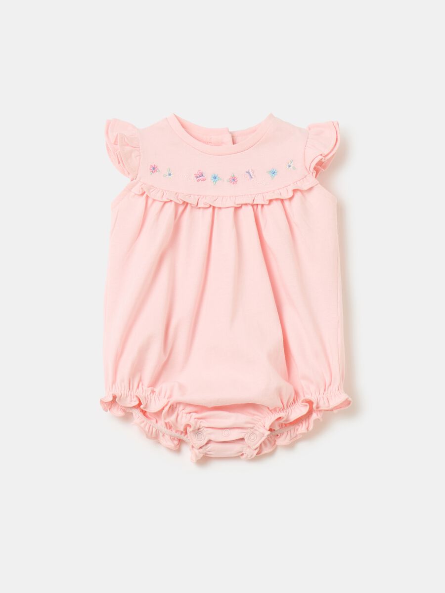Organic cotton romper suit with embroidery_0