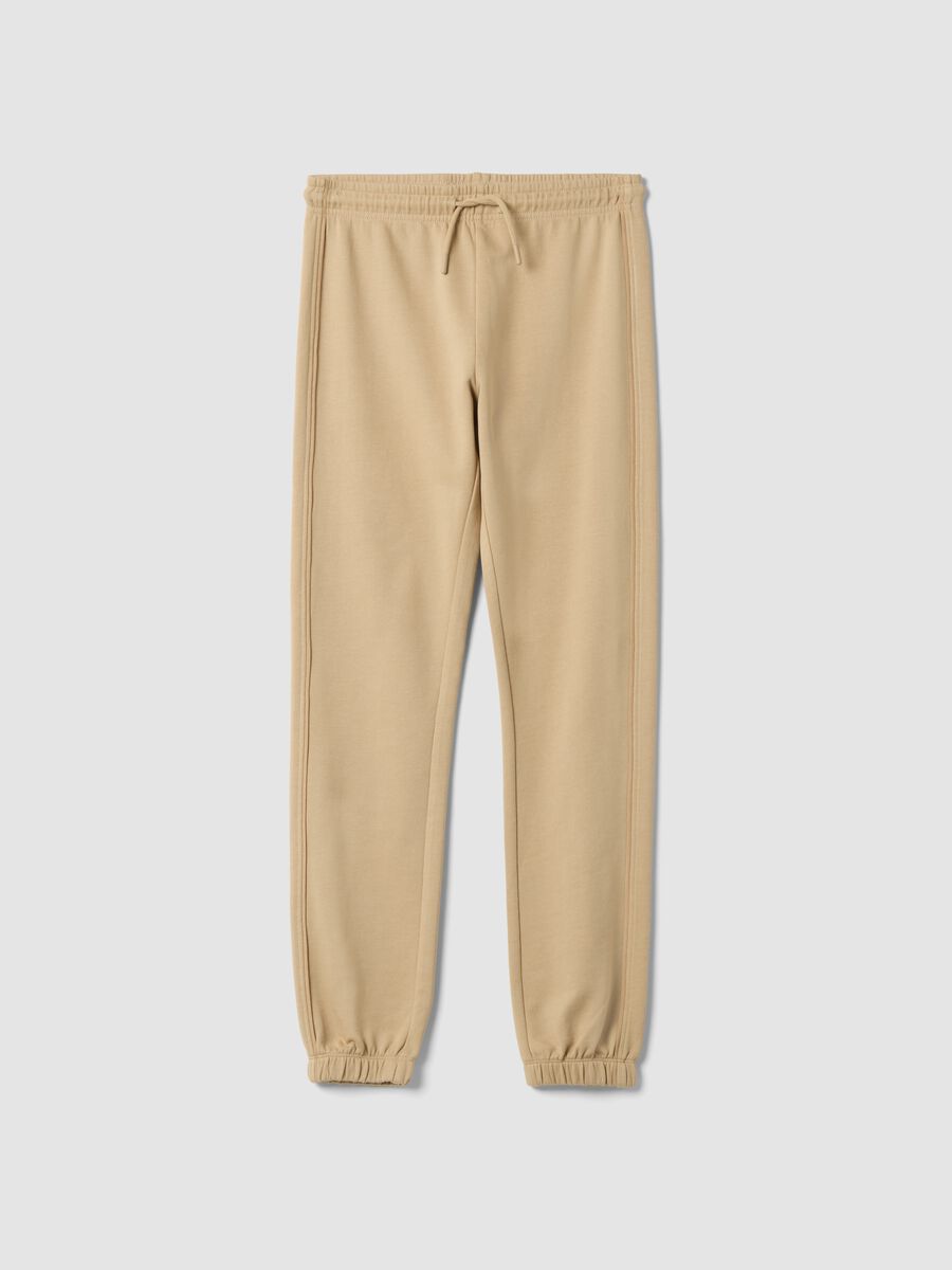 Pantaloni jogger beige in puro cotone_0
