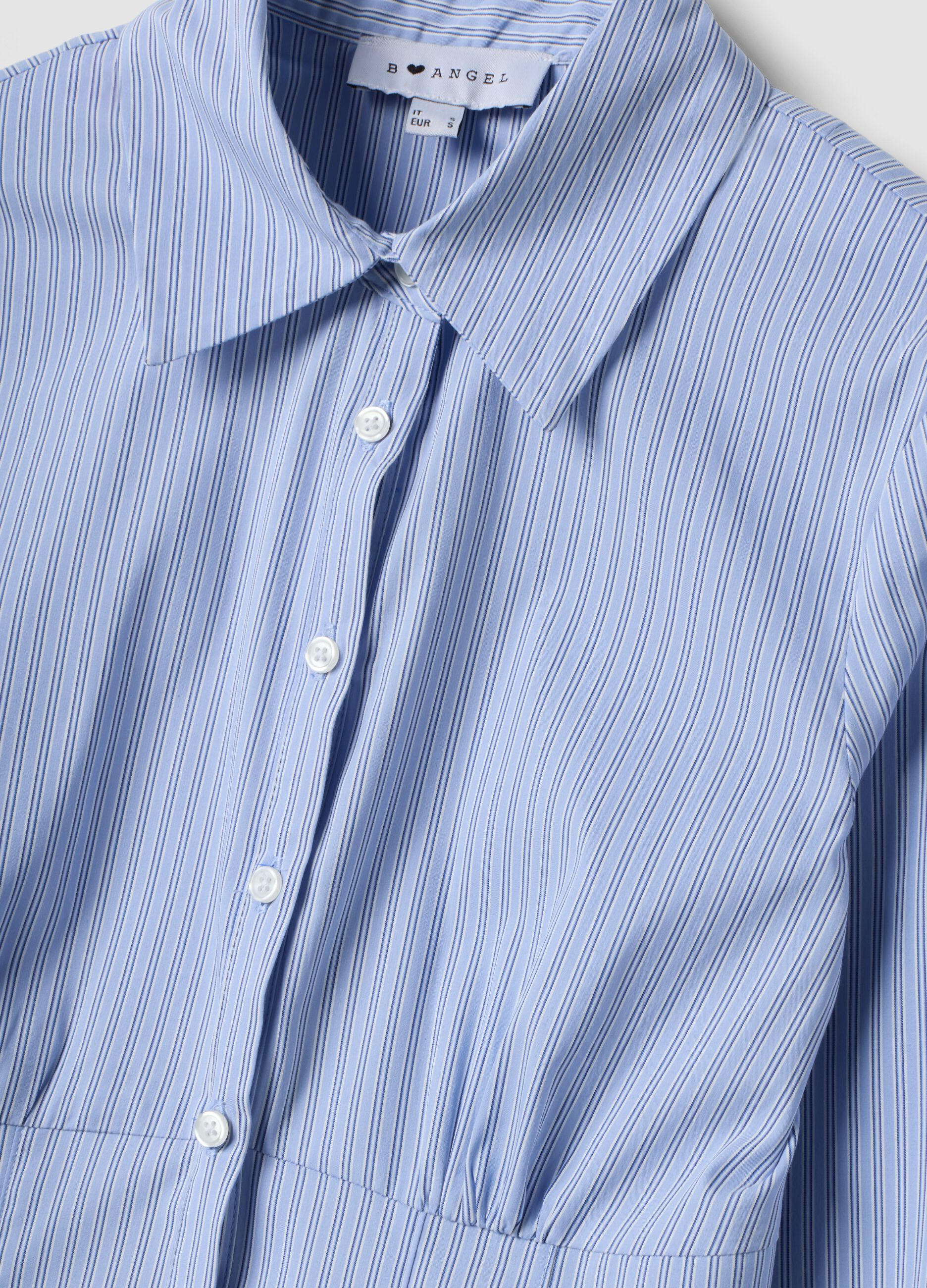 Blue striped slim-fit stretch cotton shirt