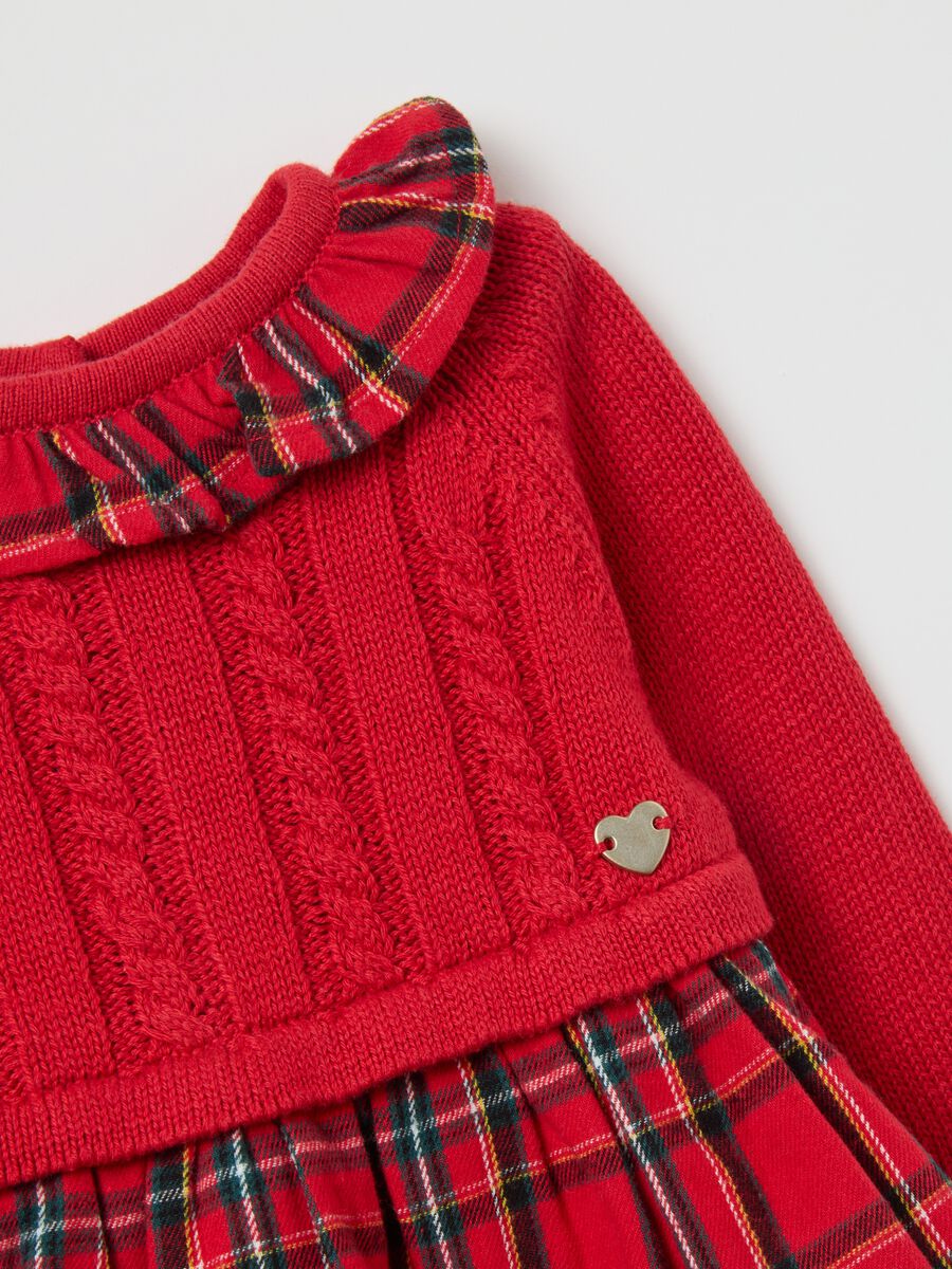 Baby Girls' Red Check Dress in Pure Cotton Regular Fit_2