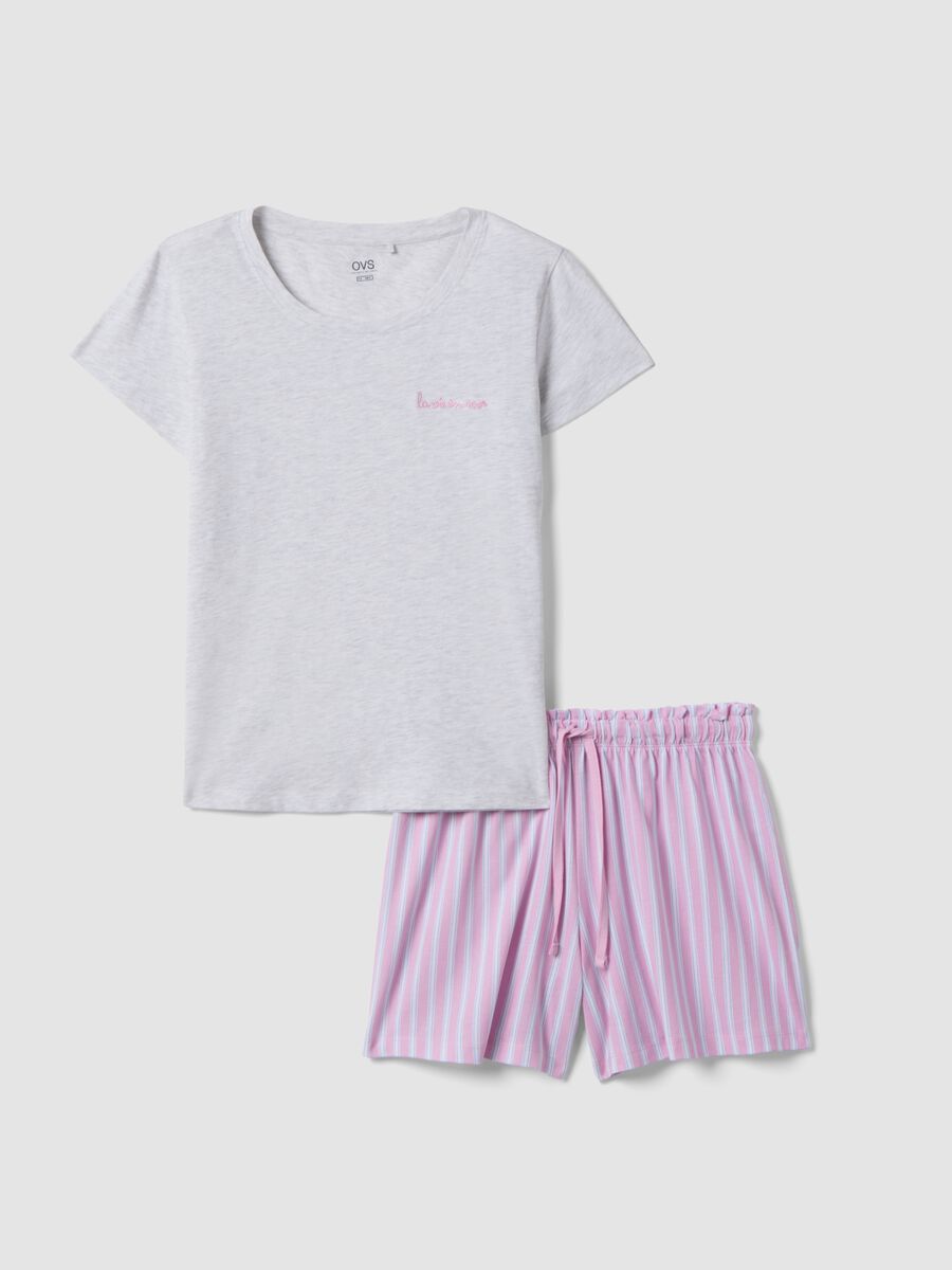 Short striped multicoloured stretch cotton pyjamas, regular fit_4