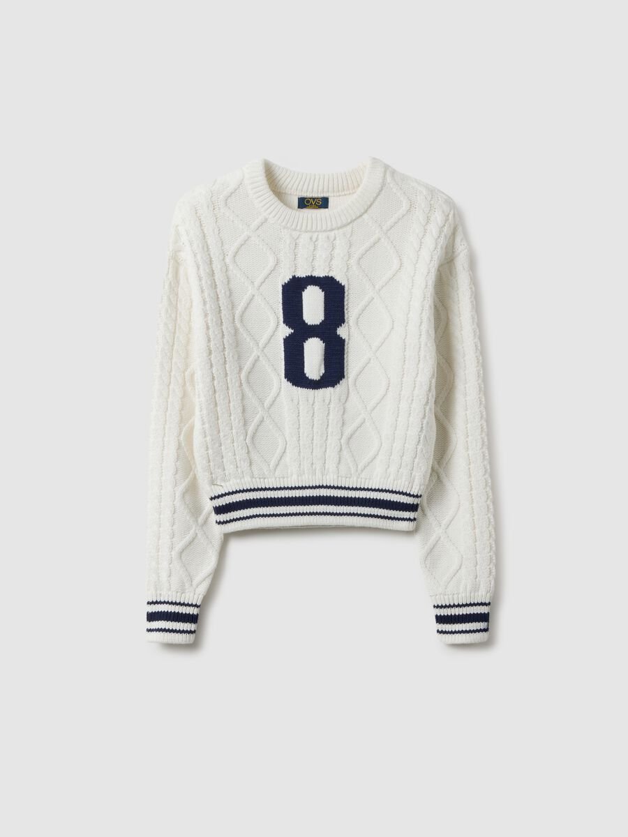 Girls' regular fit white pure cotton jumper with embroidery_3