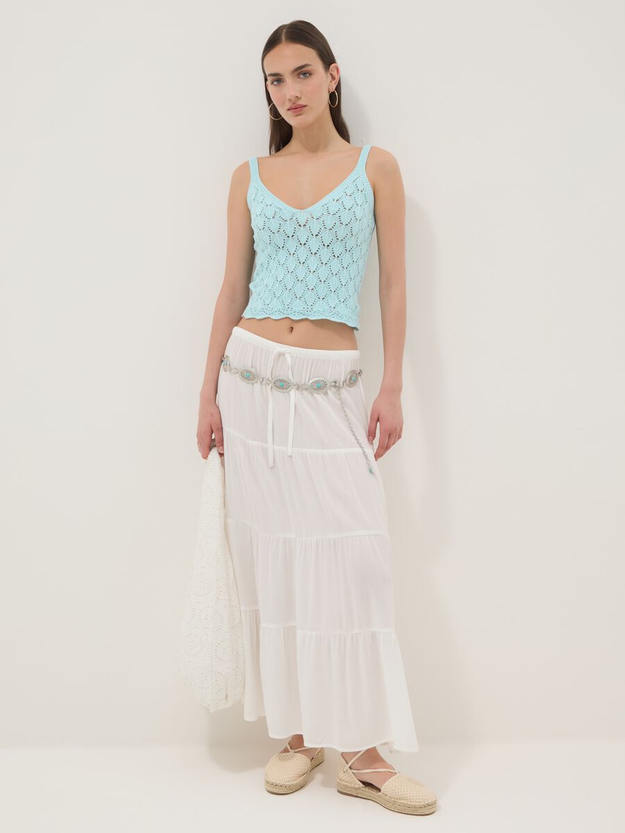 White maxi skirt in pure viscose_1