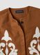 Brown linen and lyocell-blend gilet with applied embroidery_5