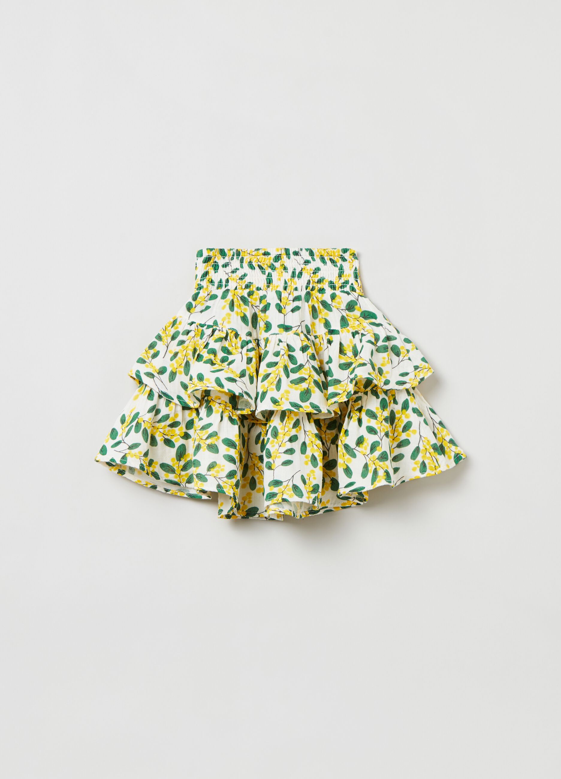 Tiered skirt with mimosa print_1