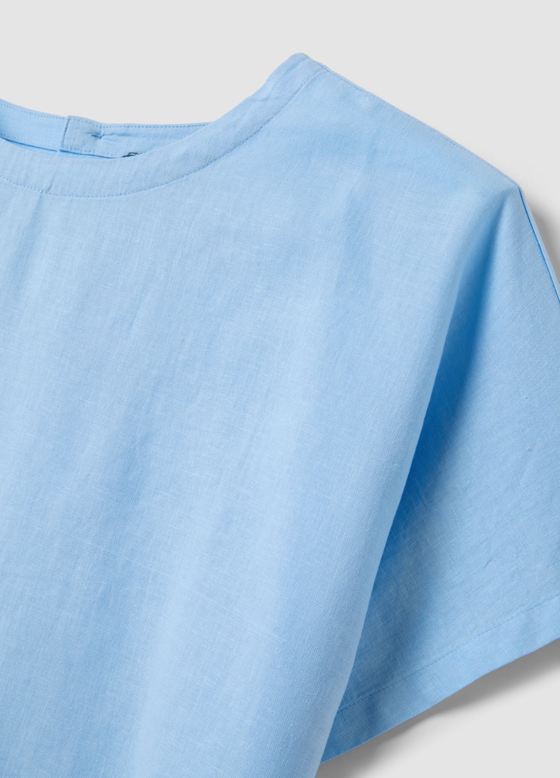 Light blue linen and viscose-blend blouse, regular fit