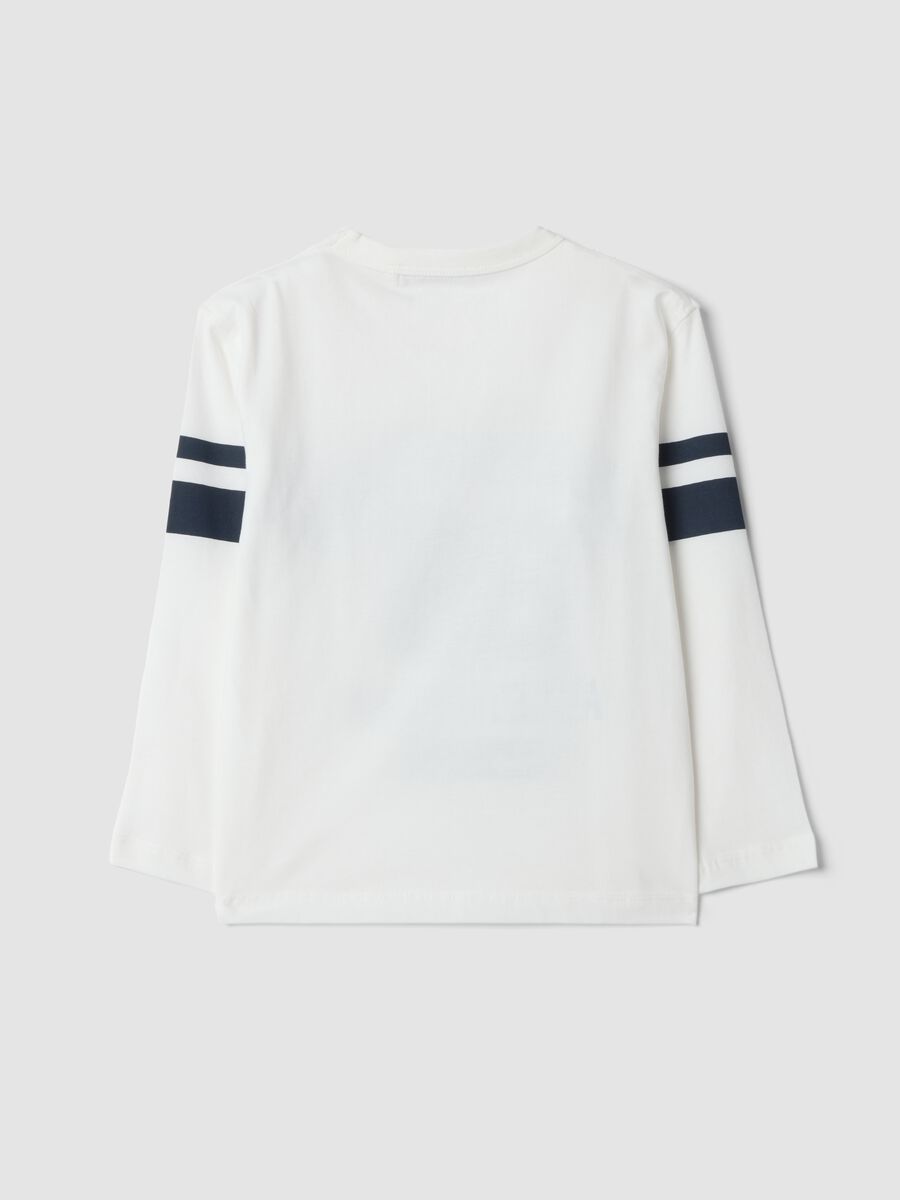 T-shirt bianca in puro cotone con stampa college regular fit_1