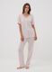 Pink pure viscose pyjama with lace V-neck, regular fit_0