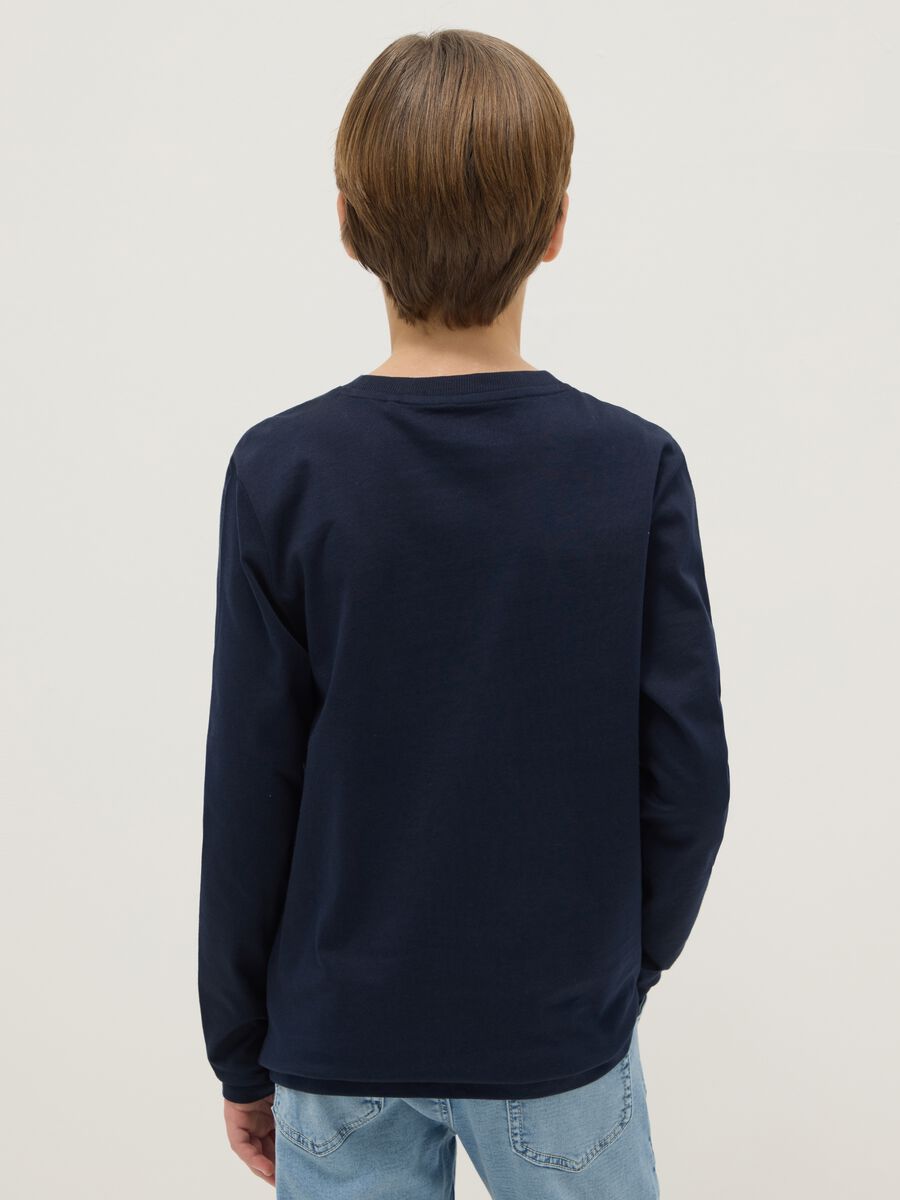 Boy's blue T-shirt in pure cotton regular fit with print_1