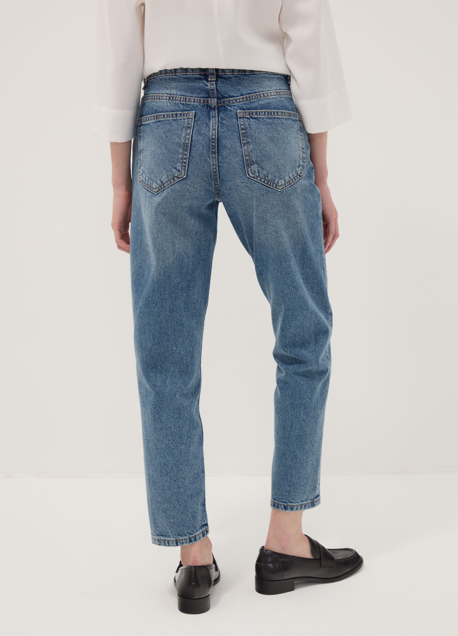 High-waisted pure cotton mom-fit denim jeans