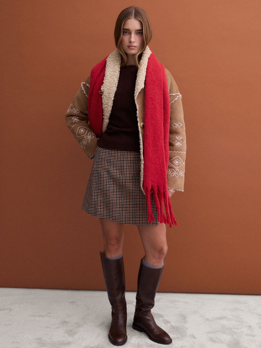Brown oversized jacket with faux shearling lining_2