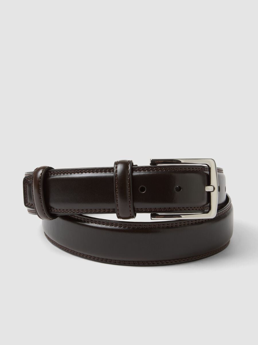 Brauner G&uuml;rtel aus echtem Leder mit Metallschnalle_2