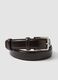 Brown genuine leather belt with metal buckle_2