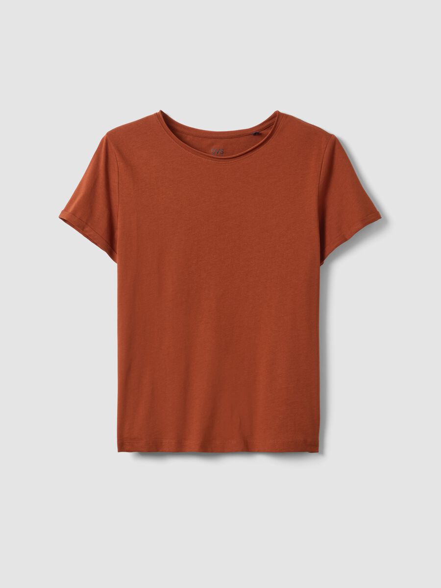Braunes Kurzarm-T-Shirt aus reiner Baumwolle im Regular Fit_4