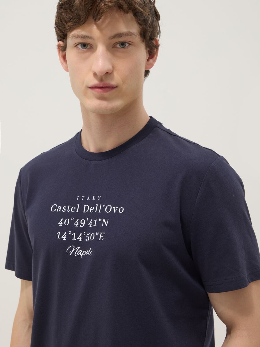Blaues T-Shirt aus reiner Baumwolle mit kurzen &Auml;rmeln, Regular Fit_2